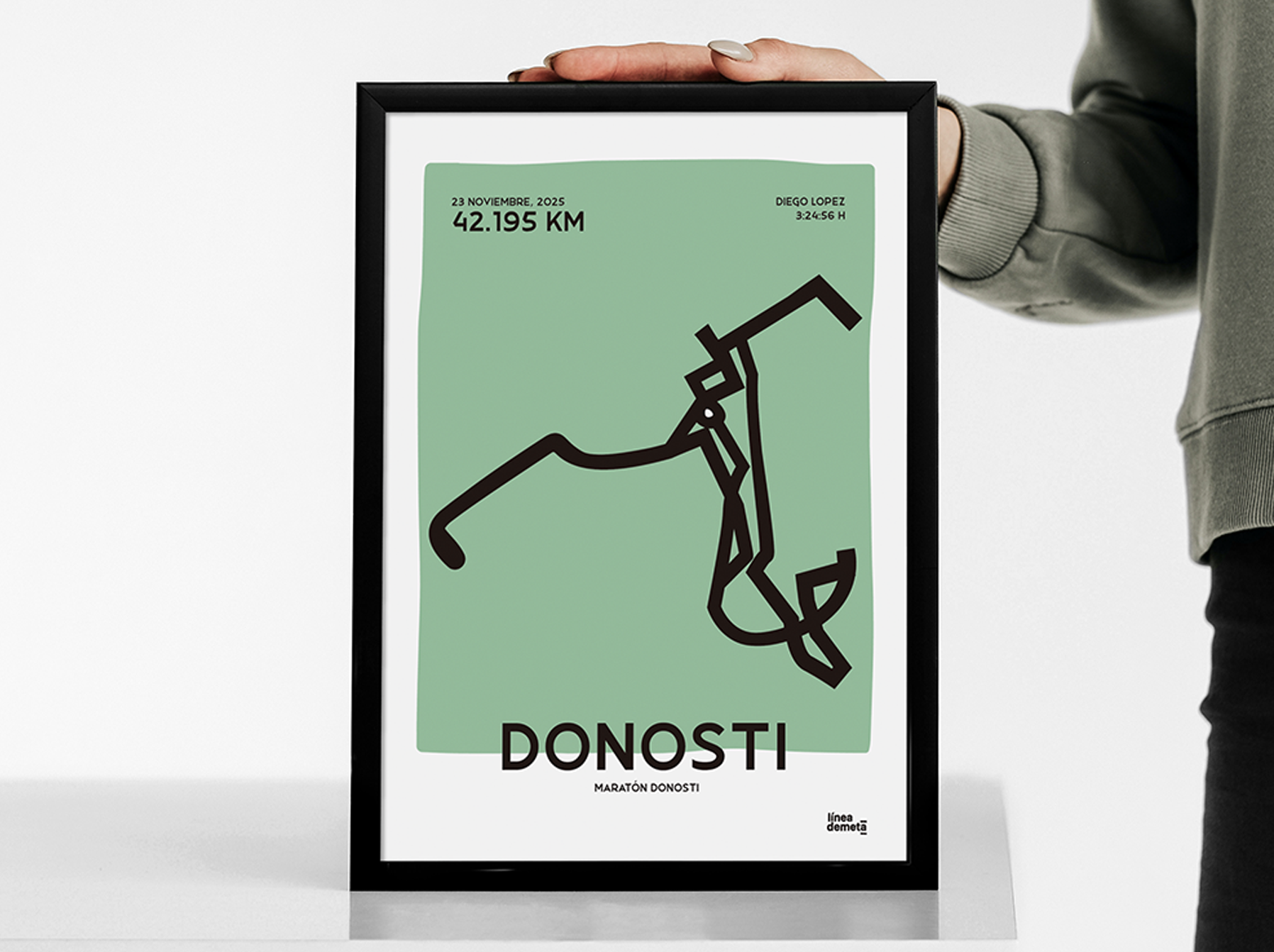 Ejemplo de póster de maratón personalizado que refleja un logro deportivo